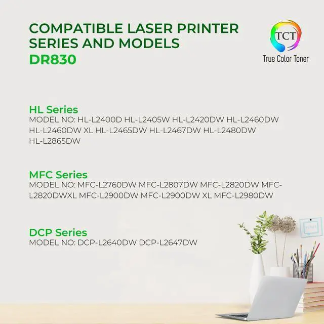 Alt view image 2 of 6 - True Color Toner DR830 Drum Unit 2 Pack - Premium Compatible Replacement for Brother DR-830 Works With Brother DCP-L5500DN HL-L5000D L6200DWT L6300DW MFC-L5700DW L5900DW L6700DW L6800DW