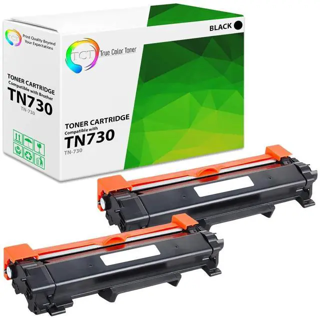 Main image of True Color Toner TN730 Toner Cartridge 2 Pack - Premium Compatible Replacement for Brother TN-730 TN730 Black Works With Brother HL-L2350DW L2370DW L2390DW DCP-L2550DW MFC-L2710DW L2730DW