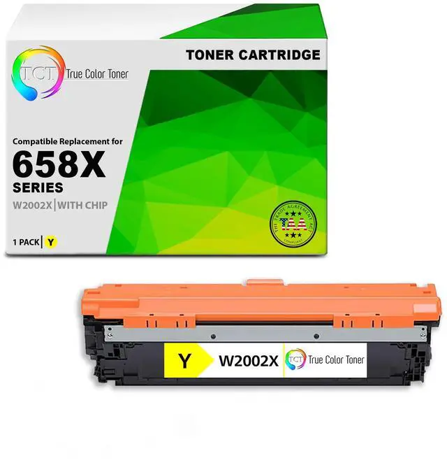 Main image of TCT 658X Yellow TAA Compliant Toner Cartridge - Premium Compatible Replacement for HP 658X W2002X High Yield Works With HP Color LaserJet Enterprise M751's Printers