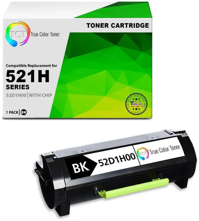 Main image of TCT 521HTAA Compliant Toner Cartridge Replacement for Lexmark 521H 52D1H00 High Yield Black Works With Lexmark MS310D MS310DN MS410D MS510DN MS610DE Printers