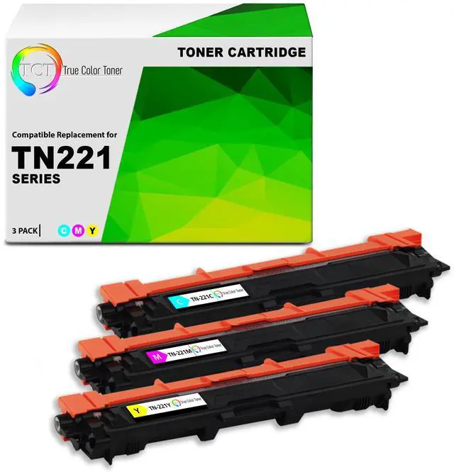 Main image of TCT TN221 Color Toner Cartridge 3 Pack - Premium Compatible Replacement for Brother TN-221 TN221C TN221M TN221Y Works With Brother HL-3140 3150 MFC-9130 DCP-9020