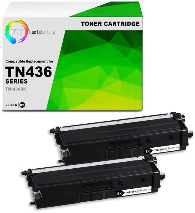 Main image of True Color Toner TN436 Black Toner Cartridge 2 Pack - Premium Compatible Replacement for Brother TN-436 TN436BK Black High Yield Works With Brother HL-L8260CDW L8360CDW MFC-L8610CDW L8900CDW