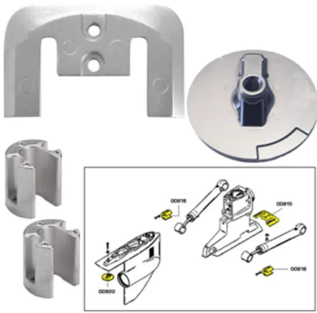 Alt view image 4 of 6 - TECNOSEAL ANODE KIT MERC BRAVO 2 3 W/ HARDWARE ALUMINUM 20804AL