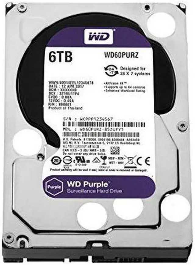 Alt view image 2 of 6 - WD Purple 6TB Surveillance Hard Drive - 5400rpm - 64 MB Buffer