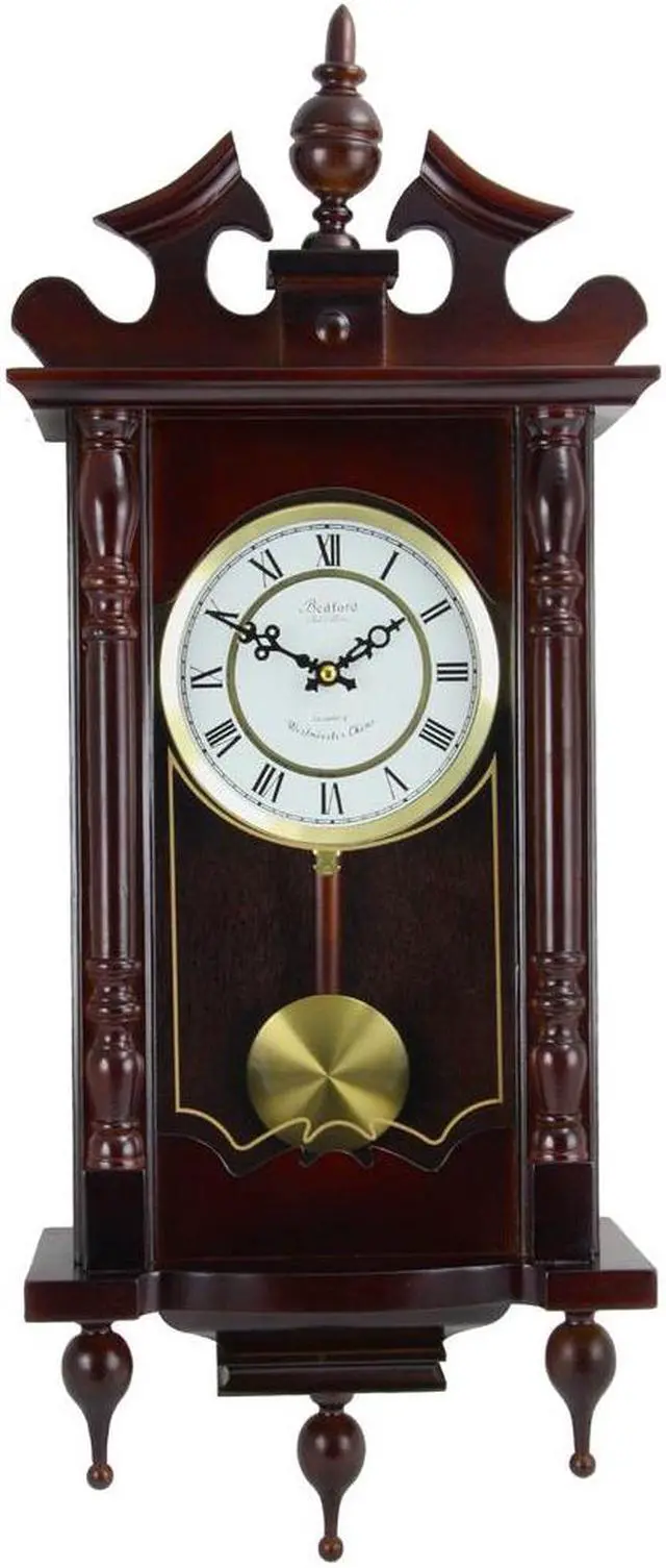 Main image of Bedford Clock Collection Classic Chiming Wall Clock With Roman Numerals