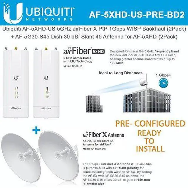 Alt view image 6 of 8 - Ubiquiti airFiber 5 GHz Carrier Backhaul Radio AF-5X Ubiquiti airFiber AF-5X 500 Mbit/s Wireless Access Point - 5.93 GHz - 1 x Antenna(s) - 1 x External Antenna(s) - MIMO Technology - PoE Ports - PoE
