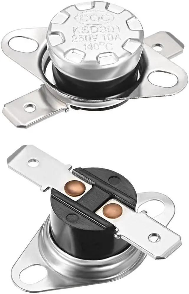 Main image of KSD301 Thermostat, Temperature Controller 140°C 10A Normally Closed N.C 6.3mm Pin 2pcs