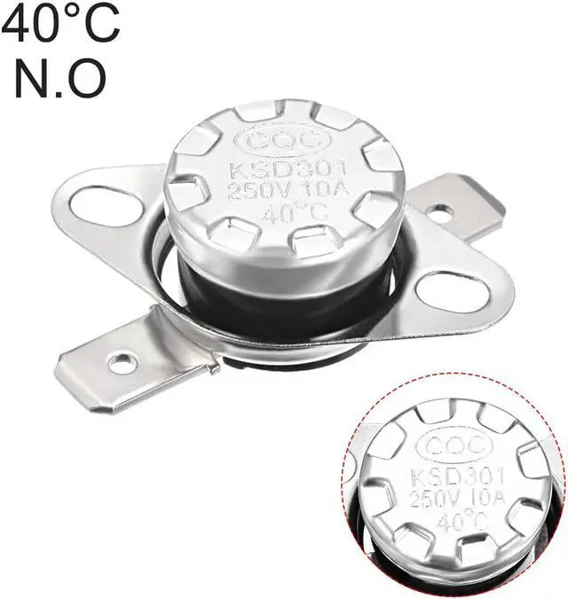 Alt view image 4 of 4 - KSD301 Thermostat, Temperature Control Switch 40°C 10A Normally Open N.O 6.3mm Pin 5pcs