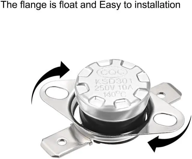 Alt view image 2 of 4 - KSD301 Thermostat, Temperature Controller 140°C 10A Normally Closed N.C 6.3mm Pin 2pcs