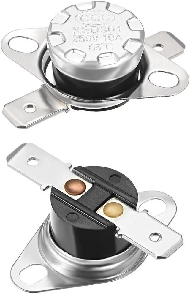 Main image of KSD301 Thermostat, Temperature Control Switch 65°C 10A Normally Open N.O 6.3mm Pin 2pcs