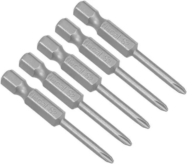 Main image of 5Pcs 1/4-Inch Hex Shank 50mm Length Phillips 3PH1 Magnetic Screw Driver S2 Screwdriver Bits