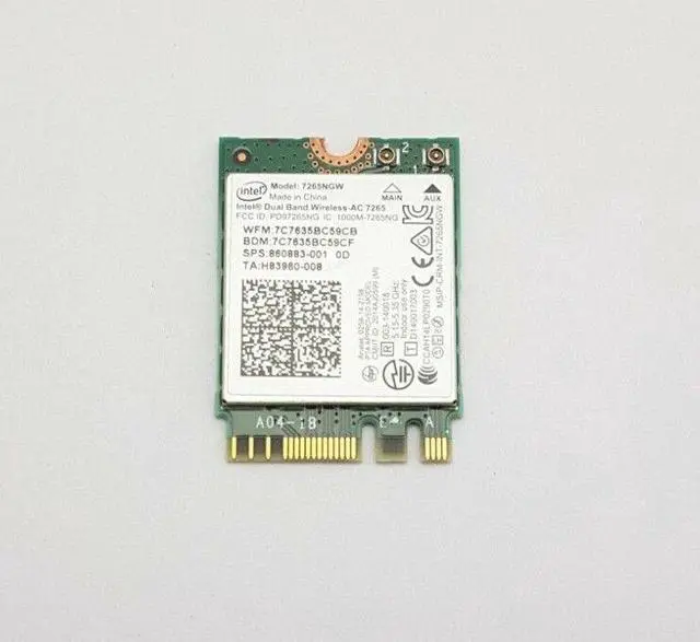 Main image of NEW 860883-001 7265NGW Intel Dual Band Wireless 802.11ac 2x2 WiFi + Bluetooth 4.