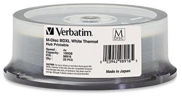 Alt view image 6 of 9 - VERBATIM CORPORATION 98916 25PK M-DISC BDXL 4X 100GB WHITE