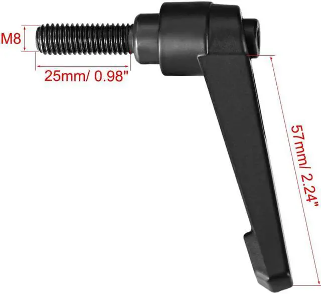 Alt view image 3 of 4 - M8 x 25mm Handle Adjustable Clamping Lever Thread Push Button Ratchet Male Threaded Stud 3Pcs