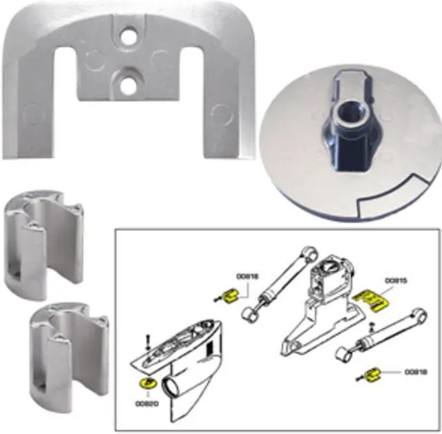 Main image of TECNOSEAL ANODE KIT MERC BRAVO 2 3 UP TO 2003 W/ HARDWARE  20804MG