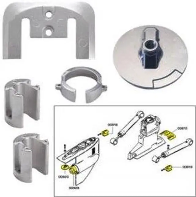Alt view image 2 of 3 - Tecnoseal 20803MG Mercury Bravo 1 Anode Kit +Hardware  - Magnesium