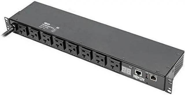 Alt view image 8 of 20 - Tripp Lite 1.9kW Single-Phase Switched PDU, LX Platform Interface, 120V Outlets (8 x 5-15/20R), NEMA L5-20P, 12.0 Feet Cord, 1U Rack, TAA (PDUMH20NET2LX)