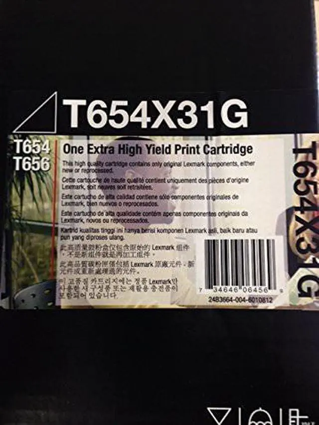 Alt view image 3 of 4 - Lexmark - X654X31G - Lexmark X65x Original Toner Cartridge - Black - Laser - Extra High Yield - 7000 Pages