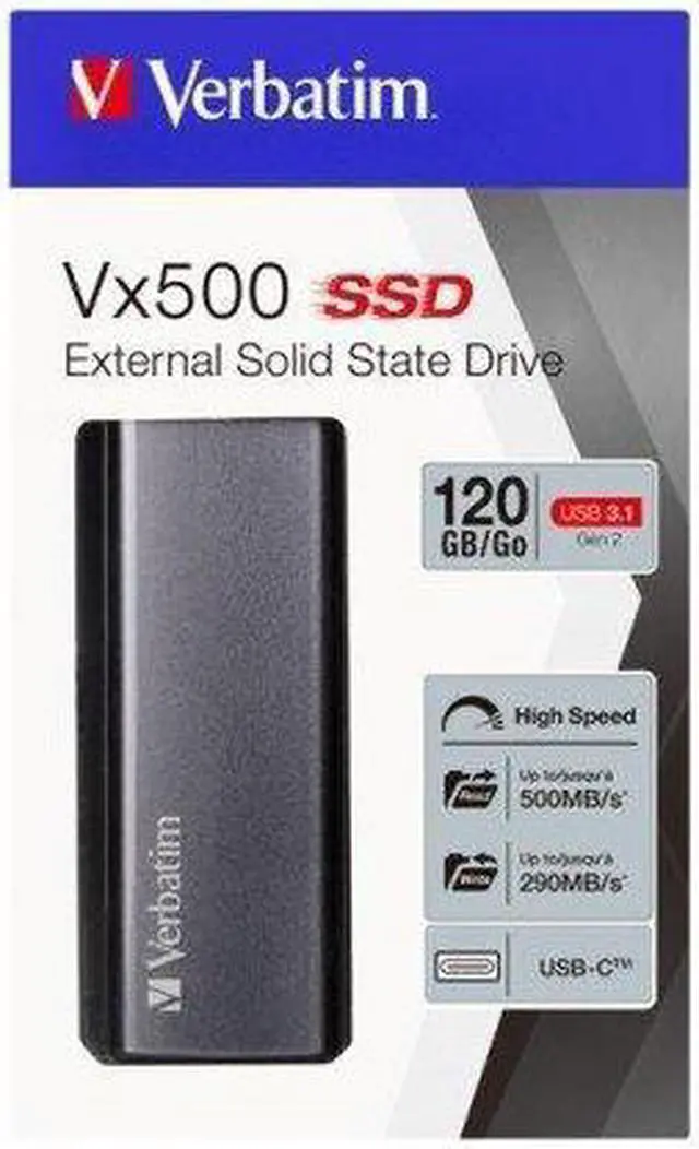 Alt view image 8 of 14 - Verbatim VX500 120GB USB 3.1 Gen 2 Solid State Disk - External