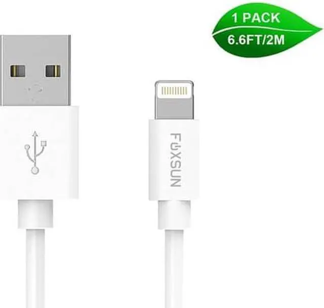 Main image of Foxsun AM001006 iPhone Charging Cable 6.6 FT/2M Lightning Cable for iPhone 7/7Plus/6/6Plus/6S/6S Plus/5/5S/5C/SE, iPad Pro/Air/Mini (White)