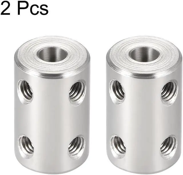 Alt view image 2 of 3 - Shaft Coupling 5mm to 5mm Bore L22xD14 Robot Motor Wheel Rigid Coupler Connector Silver Tone 2 Pcs