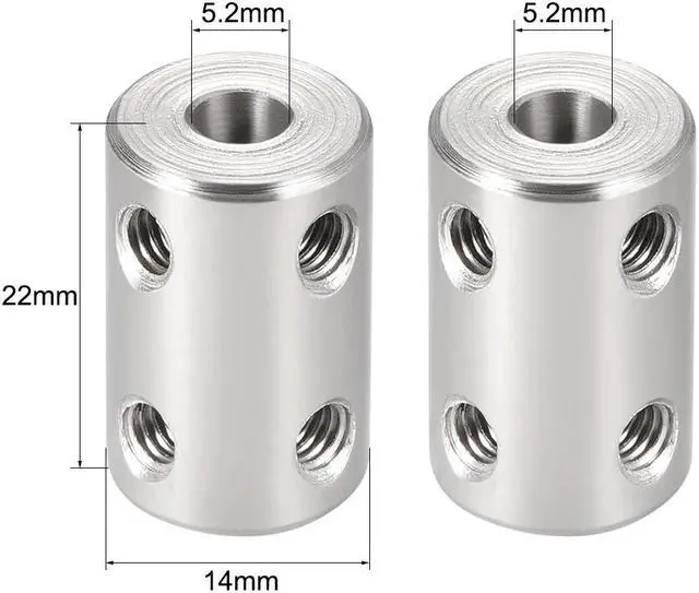 Alt view image 3 of 3 - Shaft Coupling 5mm to 5mm Bore L22xD14 Robot Motor Wheel Rigid Coupler Connector Silver Tone 2 Pcs