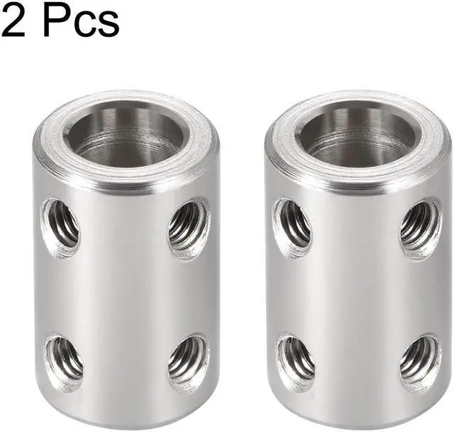 Alt view image 2 of 3 - Shaft Coupling 8mm to 8mm Bore L22xD14 Robot Motor Wheel Rigid Coupler Connector Silver Tone 2 Pcs