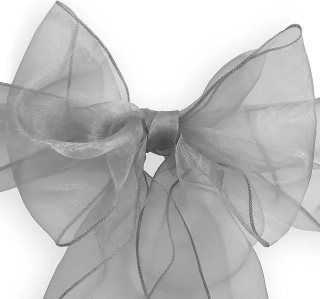 Alt view image 2 of 3 - Lann's Linens - 100 Elegant Organza Wedding/Party Chair Cover Sashes/Bows - Ribbon Tie Back Sash - Silver