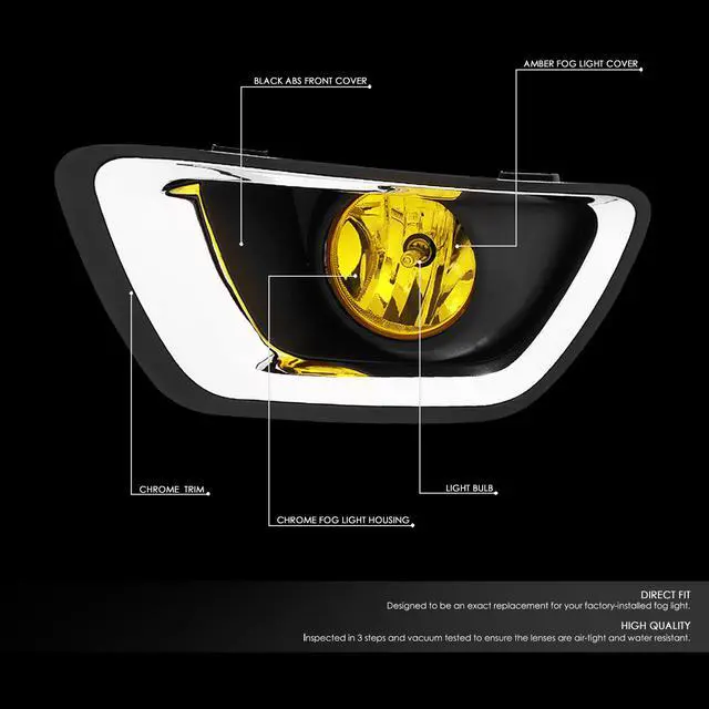 Alt view image 2 of 6 - DNA Motoring FL-ZTL-288-AM For 2015 to 2019 Chevy Colorado Pair Amber Lens Front Driving Fog Light Lamps w/Chrome Trim Bezel Cover+Switch 16 17 18