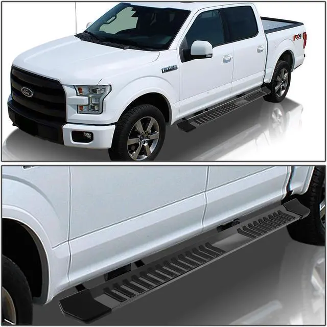 Alt view image 6 of 6 - DNA Motoring STEPB-ZTL-8087-BKSS For 2004 to 2014 Ford F150 Crew Cab Pair 6" Stainless Steel Nerf Step Bar Running Boards 05 06 07 08 09 10 11 12 13
