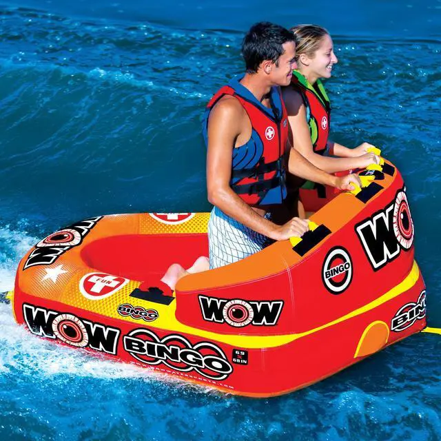 Alt view image 7 of 12 - WOW Sports Bingo 2 Person Towable Water Tube For Pool And Lake (14-1060)