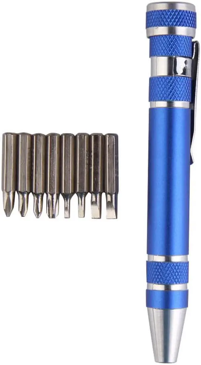 Alt view image 2 of 4 - Portable Screwdriver Set 8 in 1 Aluminum Multi-Tool Phone Screw Driver Pen Set Tools Precision Phone Repair Tool Kit - Blue