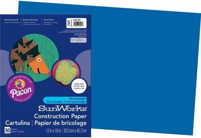 Alt view image 3 of 5 - Pacon 7507 SunWorks Construction Paper  Heavyweight  12 x 18  Bright Blue  50 Sheets