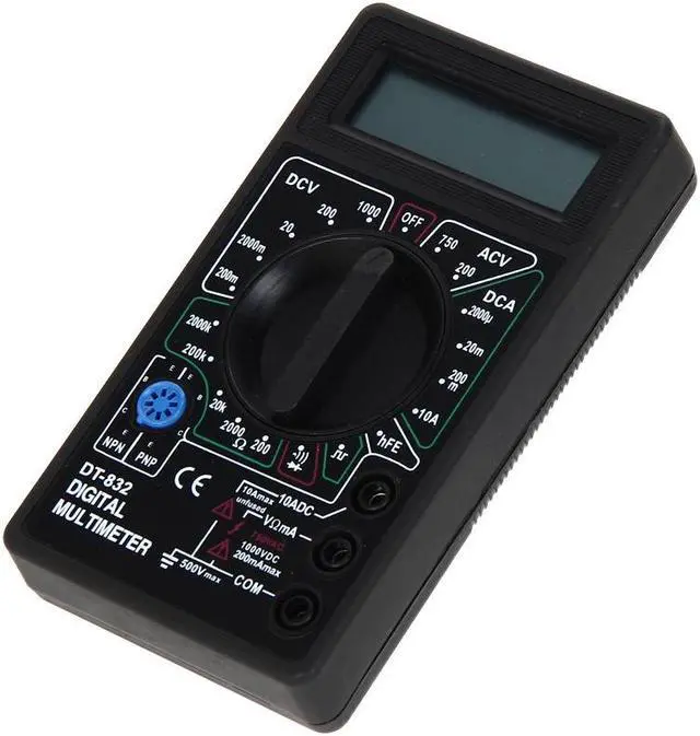 Alt view image 5 of 6 - DT832 Digital LCD Multimeter DC AC Voltmeter Ammeter Ohm Tester Meter Buzzer Function with Test Probe For RC Model