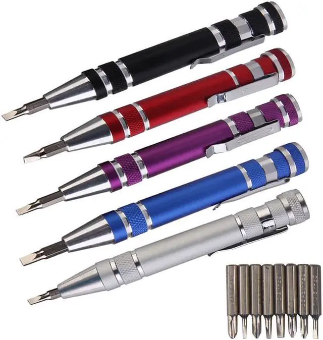 Alt view image 4 of 4 - Portable Screwdriver Set 8 in 1 Aluminum Multi-Tool Phone Screw Driver Pen Set Tools Precision Phone Repair Tool Kit - Purple