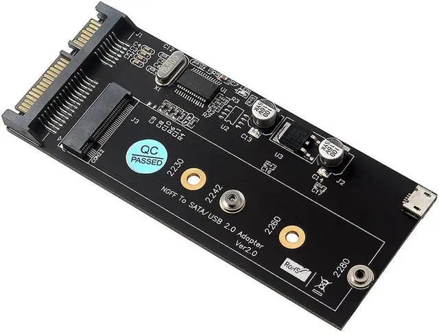 Alt view image 2 of 4 - NGFF to SATA/USB2.0 Adapter Card Fit 2230 2242 2260 2280 SSD with B-key/B+M-key Converter Card for SSD with USB Cable