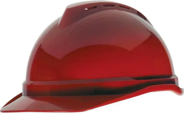 Alt view image 5 of 7 - MSA 10034031 V-Gard Hard Hat,FrtBrim,Slotted,6Rtcht,Red