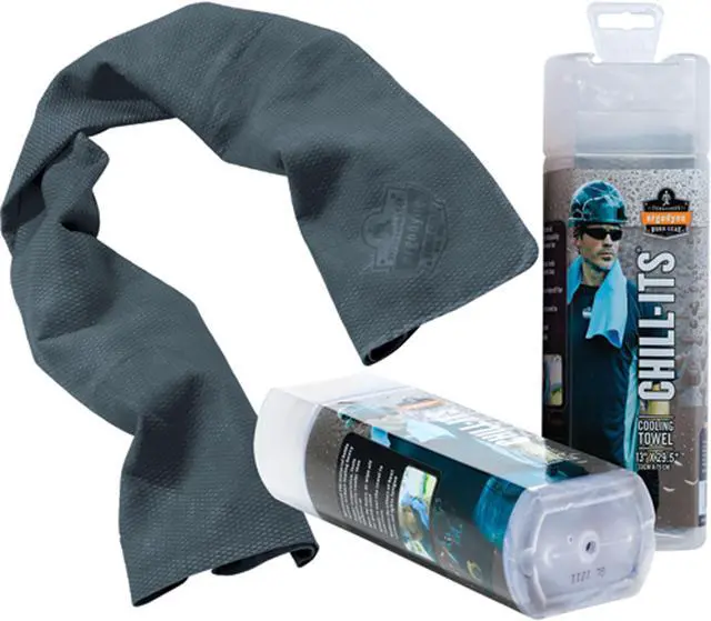 Alt view image 5 of 13 - Ergodyne Evaporative Cooling Towel Gray 12438