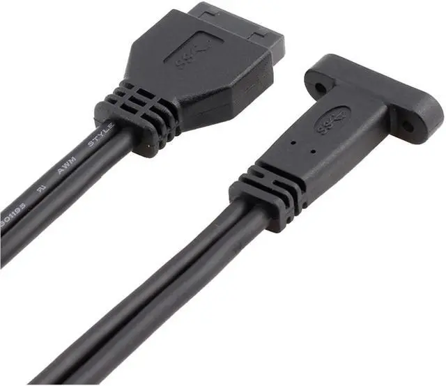 Alt view image 3 of 6 - Desktop 20 Pin Header Female to USB-C Cable with PCIe profile bracket 19Pin to USB Type-C Adapter Cable 50cm