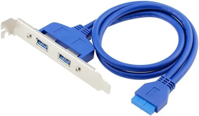 Alt view image 2 of 5 - 1.5ft 19 / 20 Pin female USB header to Dual USB 3.0 Tyep A Female Cable motherboard USB3.0 Splitter Cable PCIe profile bracket