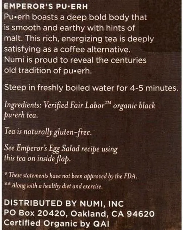 Alt view image 6 of 12 - Organic Teas and Teasans .125oz Emperor's Puerh 16/Box