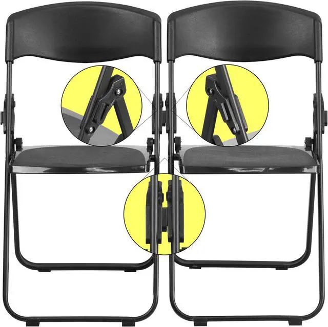 Alt view image 5 of 20 - 2 Pk. HERCULES Series 880 lb. Capacity Heavy Duty Black Plastic Folding Chair with Built-in Ganging Brackets