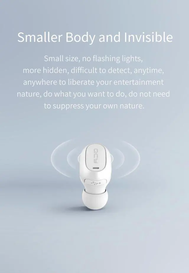 Alt view image 3 of 6 - QCY qm1 mono mini Invisible earphone wireless Bluetooth 5.0 headphone noise canceling headset with microphone handsfree calls (Black)