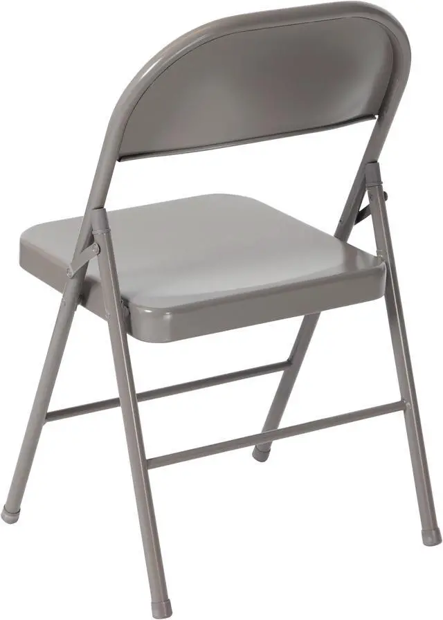 Alt view image 4 of 20 - 2 Pk. HERCULES Series Double Braced Gray Metal Folding Chair