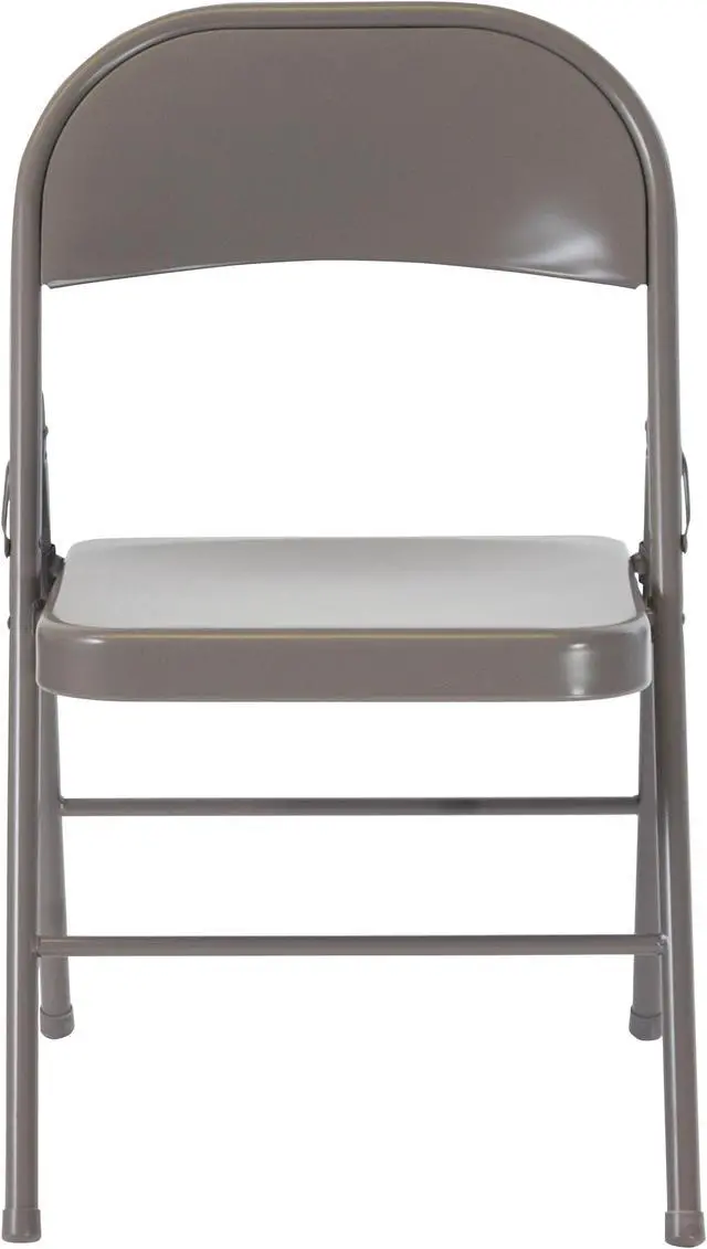 Alt view image 5 of 20 - 2 Pk. HERCULES Series Double Braced Gray Metal Folding Chair