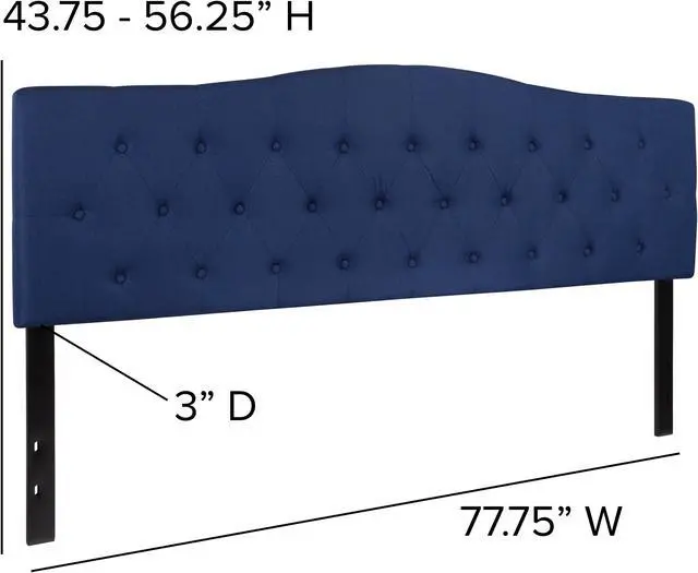 Alt view image 5 of 16 - Cambridge Tufted Upholstered King Size Headboard in Navy Fabric