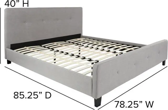 Alt view image 2 of 17 - Tribeca King Size Tufted Upholstered Platform Bed in Light Gray Fabric