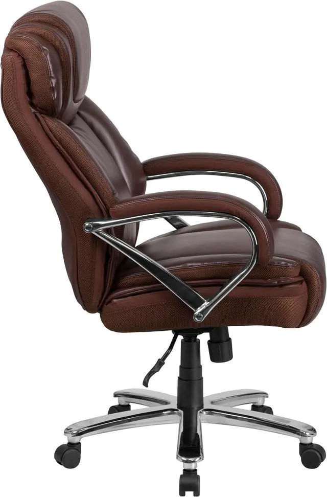 Alt view image 6 of 20 - Flash Furniture Hercules Series 500 lb Brown Leather Executive Swivel Office Chair with Extra Wide Seat