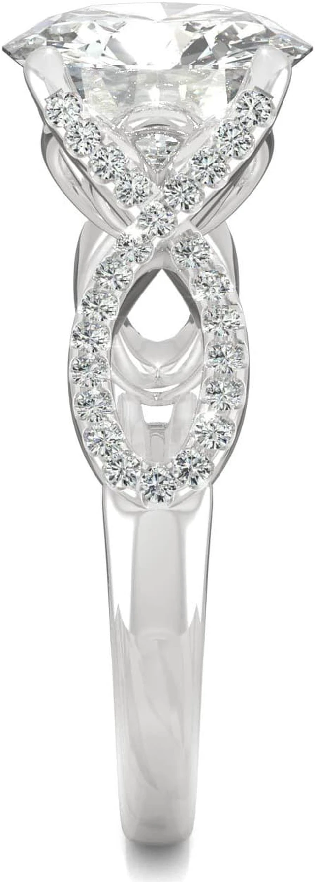 Alt view image 5 of 7 - 14K White Gold Moissanite by Charles & Colvard 9mm Round Engagement Ring-size 7 2.95cttw DEW
