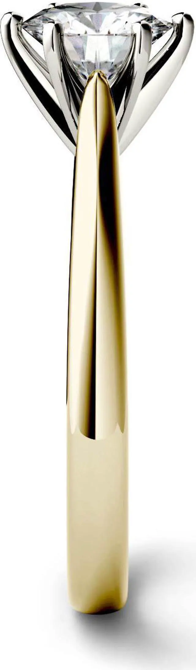 Alt view image 5 of 7 - Yellow Gold 6.5mm Moissanite by Charles & Colvard 6-Prong Solitaire Engagement Ring-size 7 1ct DEW